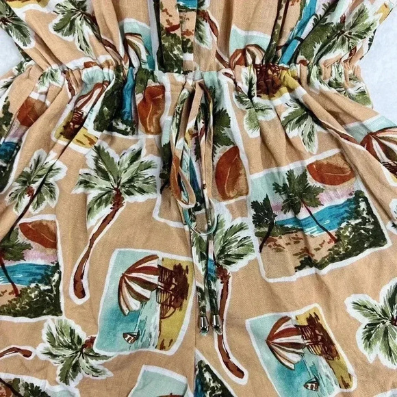 Label Of Love Womens sz M Romper Peach Tropical Print Jumpsuit Playset Vacation - Picture 10 of 11